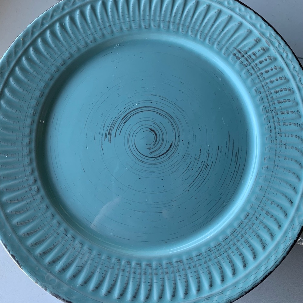 Home Essentials Cosenza 8.5” Small Plate Turquoise Aqua Brown Replacement Set